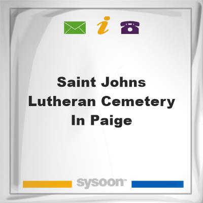 Saint Johns Lutheran Cemetery in Paige, Saint Johns Lutheran Cemetery in Paige