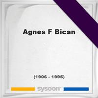 Agnes F Bican on Sysoon
