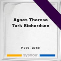 Agnes Theresa Turk Richardson on Sysoon