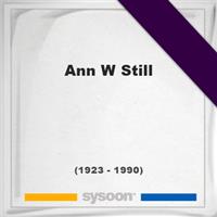 Ann W Still on Sysoon