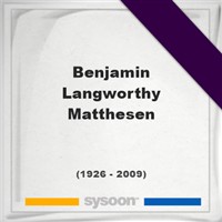 Benjamin Langworthy Matthesen on Sysoon