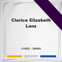 Clarice Elizabeth Lanz on Sysoon
