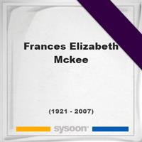 Frances Elizabeth McKee on Sysoon