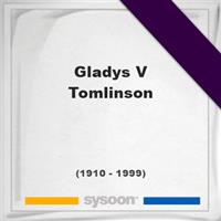 Gladys V Tomlinson on Sysoon