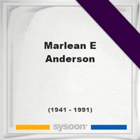 Marlean E Anderson Marlean E Anderson on Sysoon