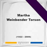 Martha Weinbender Torson on Sysoon