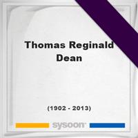 Thomas Reginald Dean on Sysoon