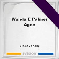 Wanda E Palmer Agee on Sysoon