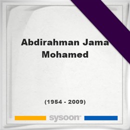 Abdirahman Jama Mohamed, Headstone of Abdirahman Jama Mohamed (1954 - 2009), memorial