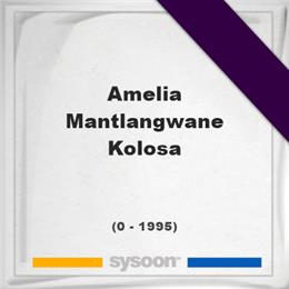 Amelia Mantlangwane Kolosa, Headstone of Amelia Mantlangwane Kolosa (0 - 1995), memorial