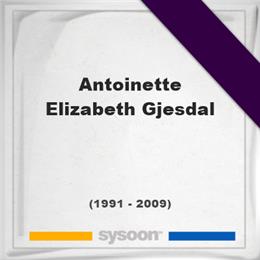 Antoinette Elizabeth Gjesdal, Headstone of Antoinette Elizabeth Gjesdal (1991 - 2009), memorial