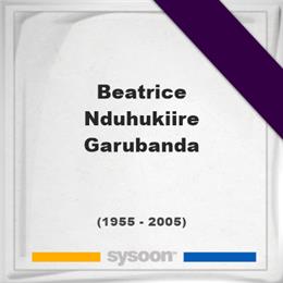 Beatrice Nduhukiire Garubanda, Headstone of Beatrice Nduhukiire Garubanda (1955 - 2005), memorial