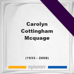 Carolyn Cottingham McQuage, Headstone of Carolyn Cottingham McQuage (1933 - 2008), memorial