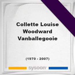 Collette Louise Woodward Vanballegooie, Headstone of Collette Louise Woodward Vanballegooie (1970 - 2007), memorial