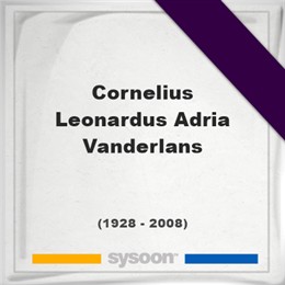 Cornelius Leonardus Adria Vanderlans, Headstone of Cornelius Leonardus Adria Vanderlans (1928 - 2008), memorial