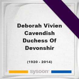 Deborah Vivien Cavendish, Duchess Of Devonshir, Headstone of Deborah Vivien Cavendish, Duchess Of Devonshir (1920 - 2014), memorial
