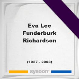 Eva Lee Funderburk Richardson, Headstone of Eva Lee Funderburk Richardson (1927 - 2008), memorial
