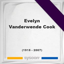 Evelyn Vanderwende Cook, Headstone of Evelyn Vanderwende Cook (1915 - 2007), memorial
