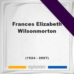 Frances Elizabeth Wilsonmorton, Headstone of Frances Elizabeth Wilsonmorton (1924 - 2007), memorial