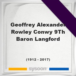 Geoffrey Alexander Rowley-Conwy, 9Th Baron Langford, Headstone of Geoffrey Alexander Rowley-Conwy, 9Th Baron Langford (1912 - 2017), memorial