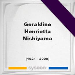 Geraldine Henrietta Nishiyama, Headstone of Geraldine Henrietta Nishiyama (1921 - 2009), memorial