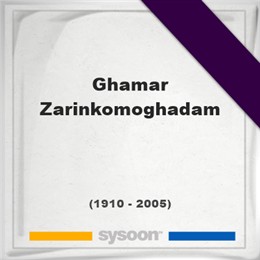 Ghamar Zarinkomoghadam, Headstone of Ghamar Zarinkomoghadam (1910 - 2005), memorial