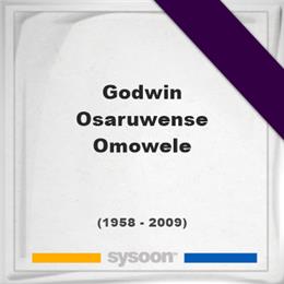 Godwin Osaruwense Omowele, Headstone of Godwin Osaruwense Omowele (1958 - 2009), memorial