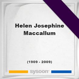 Helen Josephine Maccallum, Headstone of Helen Josephine Maccallum (1909 - 2009), memorial