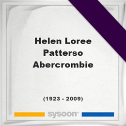 Helen Loree Patterso Abercrombie, Headstone of Helen Loree Patterso Abercrombie (1923 - 2009), memorial