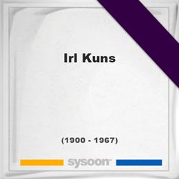 Irl Kuns, Headstone of Irl Kuns (1900 - 1967), memorial