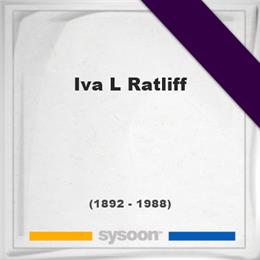 Iva L Ratliff, Headstone of Iva L Ratliff (1892 - 1988), memorial
