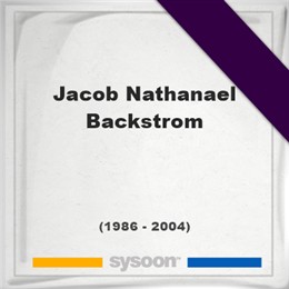 Jacob Nathanael Backstrom, Headstone of Jacob Nathanael Backstrom (1986 - 2004), memorial