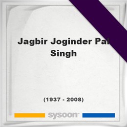 Jagbir Joginder Pal Singh, Headstone of Jagbir Joginder Pal Singh (1937 - 2008), memorial