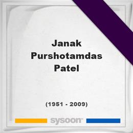 Janak Purshotamdas Patel, Headstone of Janak Purshotamdas Patel (1951 - 2009), memorial