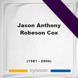 Jason Anthony Robeson Cox, Headstone of Jason Anthony Robeson Cox (1981 - 2006), memorial