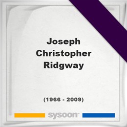 Joseph Christopher Ridgway, Headstone of Joseph Christopher Ridgway (1966 - 2009), memorial