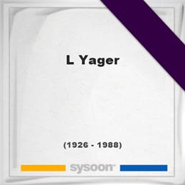 L Yager, Headstone of L Yager (1926 - 1988), memorial