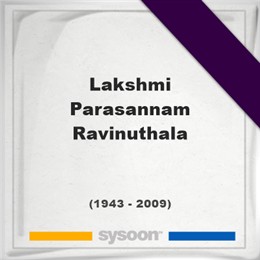 Lakshmi Parasannam Ravinuthala, Headstone of Lakshmi Parasannam Ravinuthala (1943 - 2009), memorial