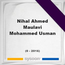 Nihal Ahmed Maulavi Mohammed Usman, Headstone of Nihal Ahmed Maulavi Mohammed Usman (0 - 2016), memorial