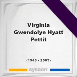 Virginia Gwendolyn Hyatt Pettit, Headstone of Virginia Gwendolyn Hyatt Pettit (1943 - 2009), memorial
