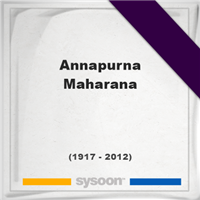 Annapurna Maharana , Headstone of Annapurna Maharana  (1917 - 2012), memorial