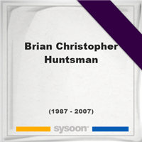 Brian Christopher Huntsman, Headstone of Brian Christopher Huntsman (1987 - 2007), memorial