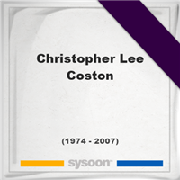 Christopher Lee Coston, Headstone of Christopher Lee Coston (1974 - 2007), memorial