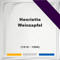 Henrietta Weinzapfel, Headstone of Henrietta Weinzapfel (1919 - 1990), memorial