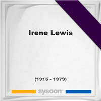 Irene Lewis, Headstone of Irene Lewis (1915 - 1979), memorial