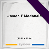 James F McDonald, Headstone of James F McDonald (1912 - 1994), memorial