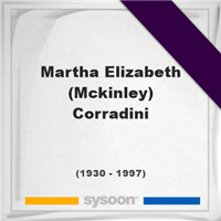 Martha Elizabeth (Mckinley) Corradini, Headstone of Martha Elizabeth (Mckinley) Corradini (1930 - 1997), memorial