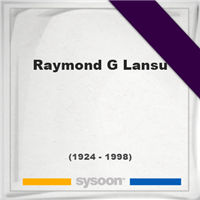 Raymond G Lansu 74 1924 1998 Online Memorial En - raymond g lansu headstone of raymond g lansu 1924 1998 memorial