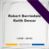 Robert Berriedale Keith Dewar, Headstone of Robert Berriedale Keith Dewar (1945 - 2015), memorial