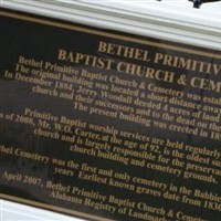 Bethel Primitive Baptist Church Cemetery on Sysoon